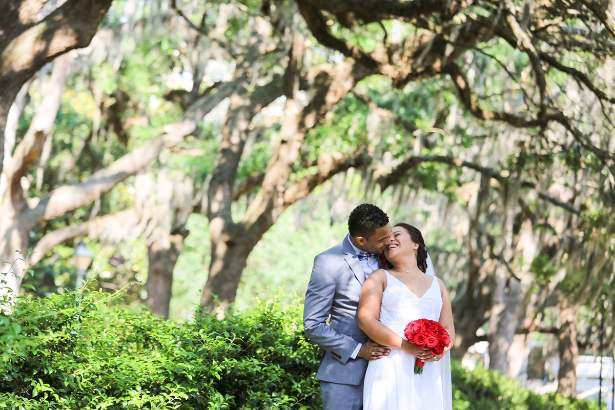 Forsyth Park Savannah GA elopement photo - Spanish Moss