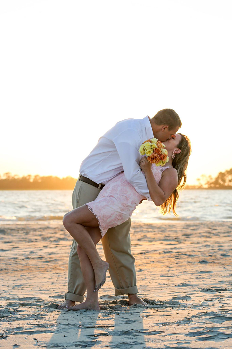 Tybee Island elopement at sunset.