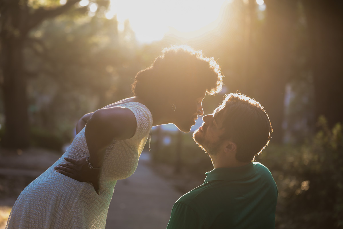 Forsyth Park and the golden glow of sunset was perfect for this happy couple