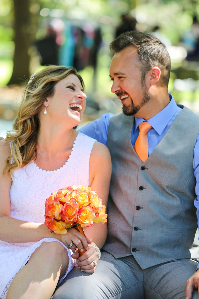 Fun Elopement in Savannah in Forsyth Park with lots of laughter